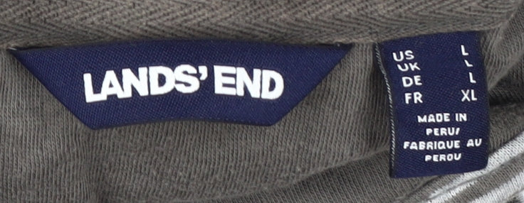 Lands' End Unisex Adults Grey Striped Pullover Sweatshirt XL