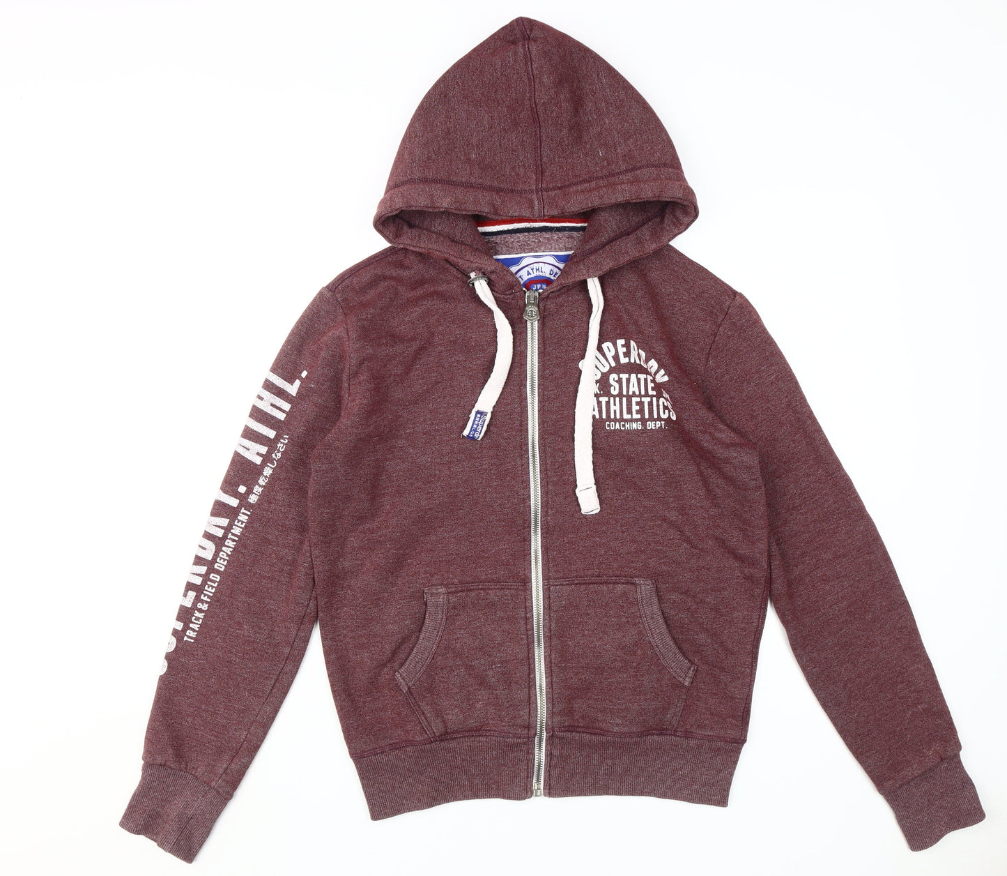 Superdry Men's Red Hoodie M Full Zip Fleece