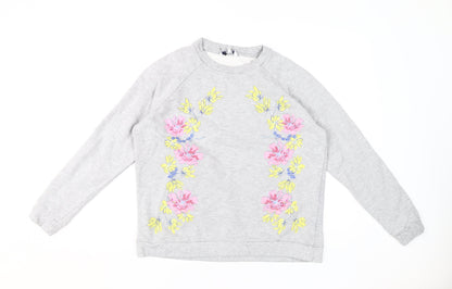Dickins & Jones Women's Grey Floral Pullover Sweatshirt M