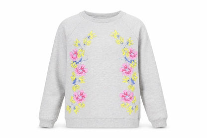 Dickins & Jones Women's Grey Floral Pullover Sweatshirt M