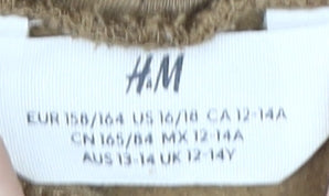 H&M Boys Brown Pullover Hoodie, Size 14 Years, Graphic Print