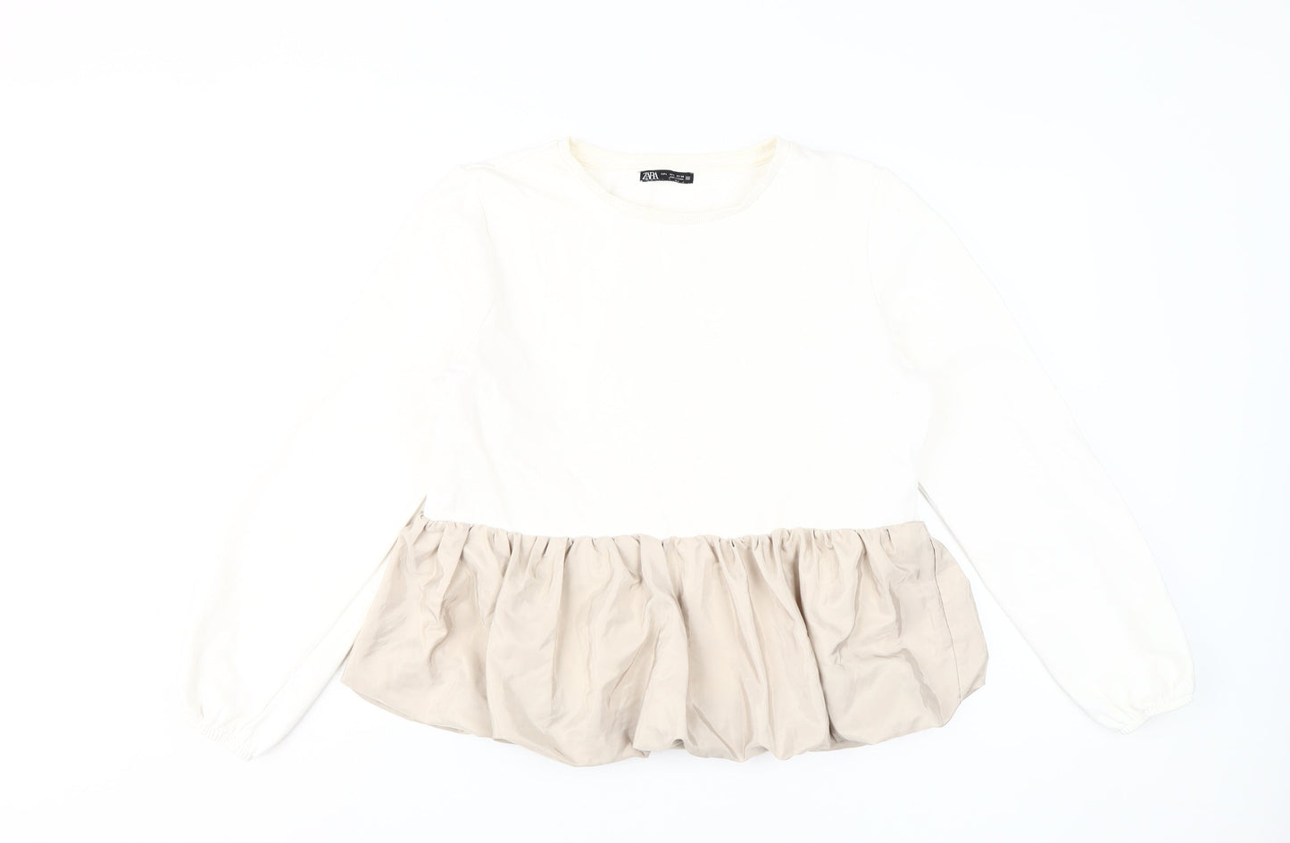 Zara Women's Ivory Beige Pullover Sweatshirt Size L