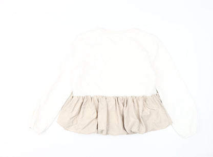 Zara Women's Ivory Beige Pullover Sweatshirt Size L