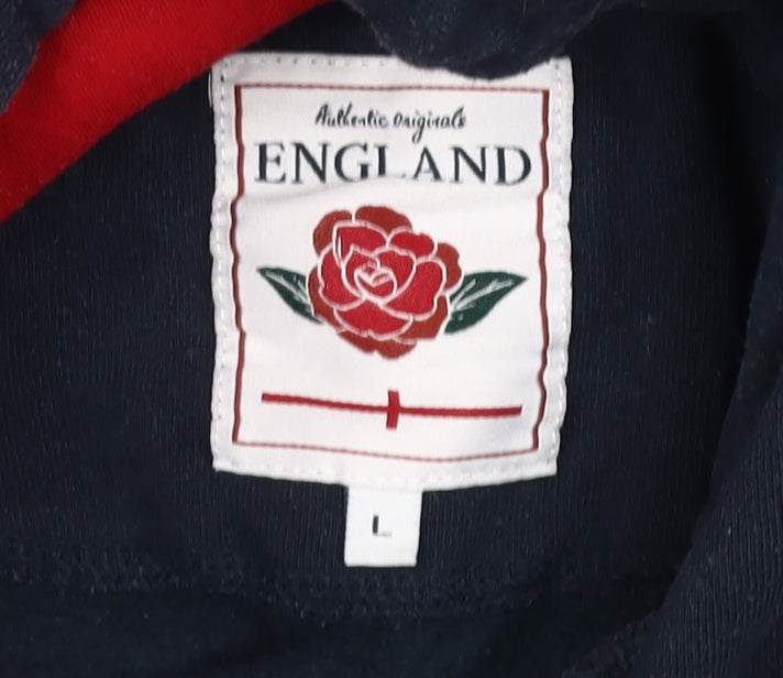 Mens UK Size L England Blue Pullover Hoodie