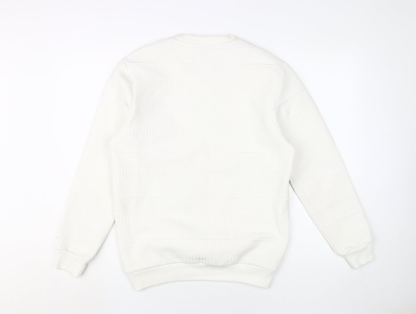 Zara Men's White Pullover Sweatshirt M - Stylish Knit