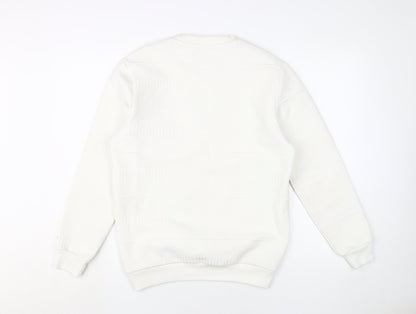 Zara Men's White Pullover Sweatshirt M - Stylish Knit