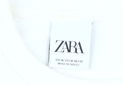 Zara Men's White Pullover Sweatshirt M - Stylish Knit