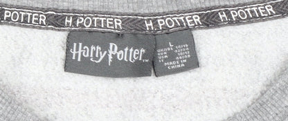 Unisex Adults UK Size L Harry Potter Grey Pullover Sweatshirt