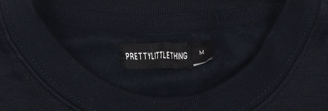 PrettyLittleThing Women's Blue Medium Brooklyn Pullover Sweatshirt