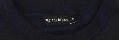 PrettyLittleThing Women's Blue Medium Brooklyn Pullover Sweatshirt