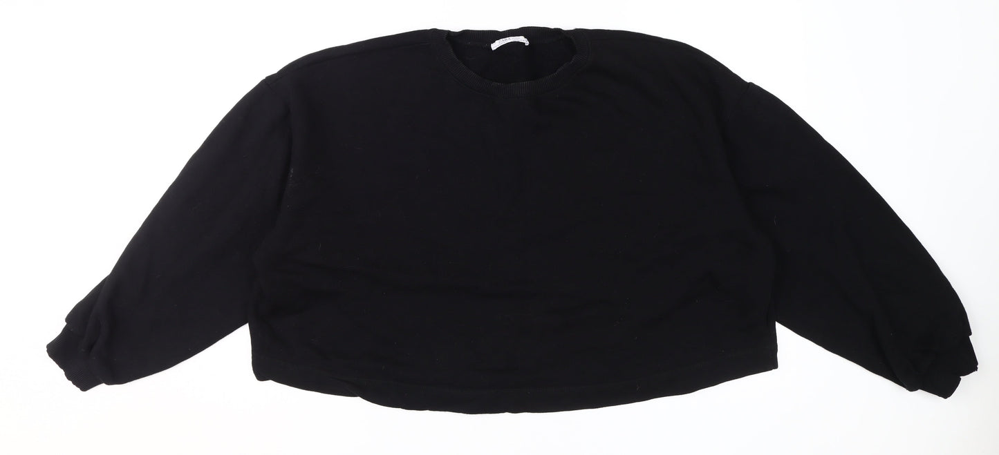 Zara Women's Black Pullover Sweatshirt M