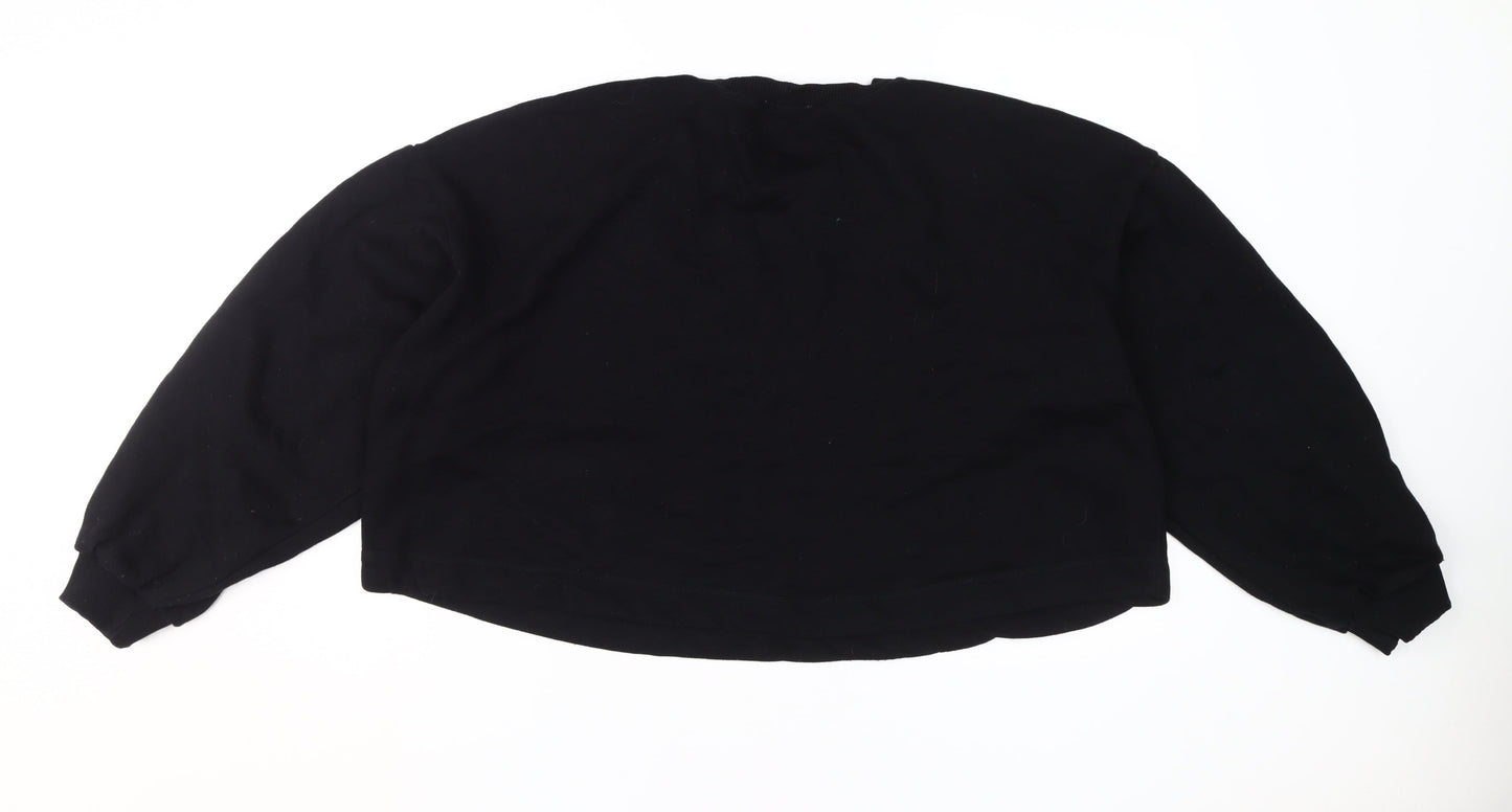 Zara Women's Black Pullover Sweatshirt M
