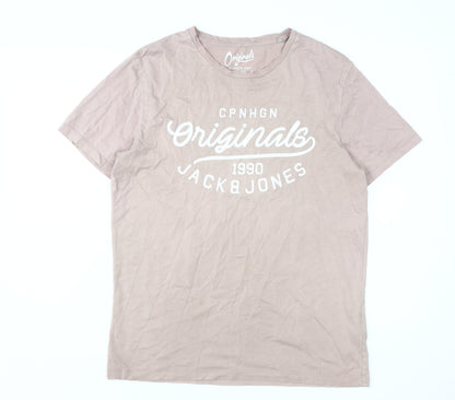 Mens UK Size L JACK & JONES Beige  T-Shirt