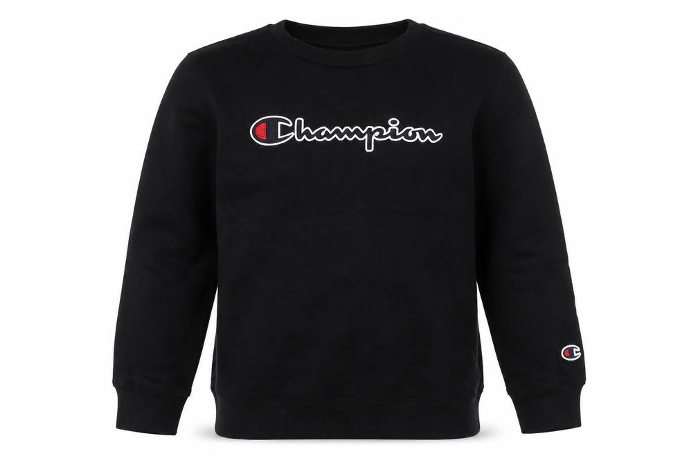 Front view of Champion boys’ black logo sweatshirt 9-10 years