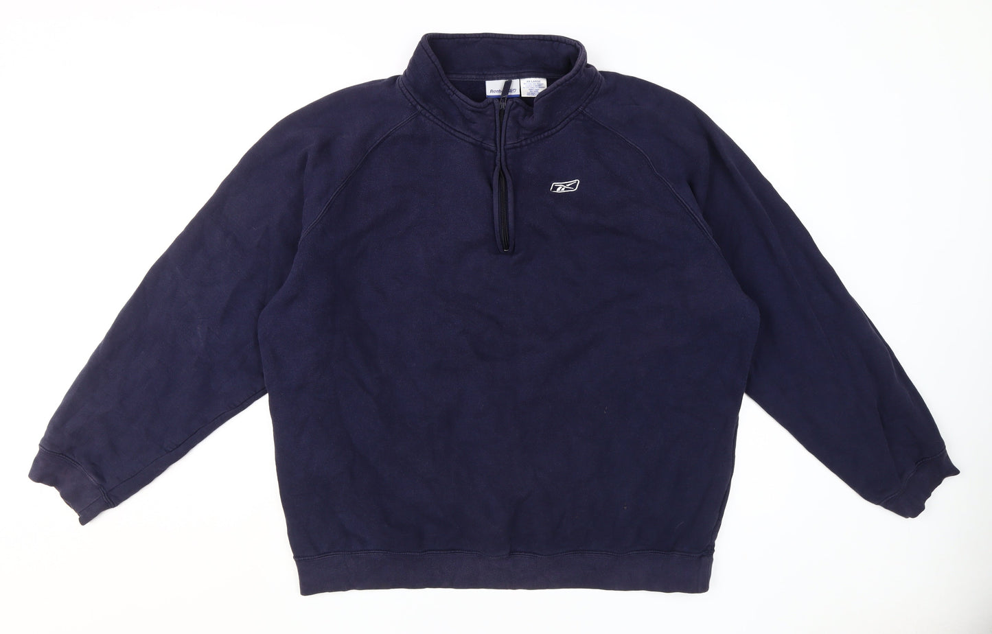 Mens UK Size XL Reebok Blue 1/4 Zip Sweatshirt