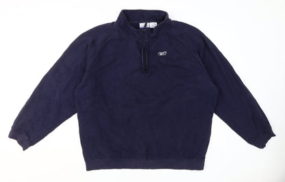 Mens UK Size XL Reebok Blue 1/4 Zip Sweatshirt
