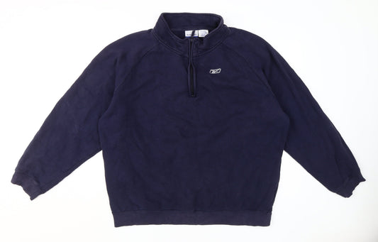 Mens UK Size XL Reebok Blue 1/4 Zip Sweatshirt