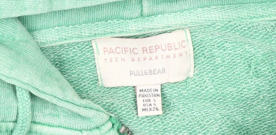 Teens UK Size S Pull & Bear Green Full Zip Hoodie