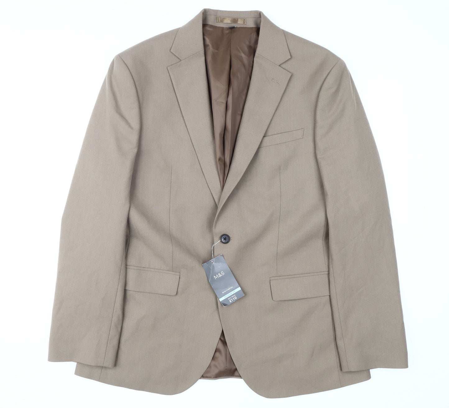 Mens UK Size 40 Marks and Spencer Regular Beige Suit Jacket