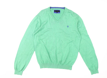 Riley Men's Green V-Neck Pullover Jumper Size L