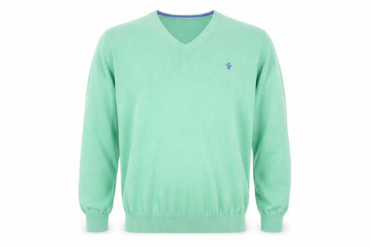 Riley Men's Green V-Neck Pullover Jumper Size L