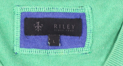 Riley Men's Green V-Neck Pullover Jumper Size L