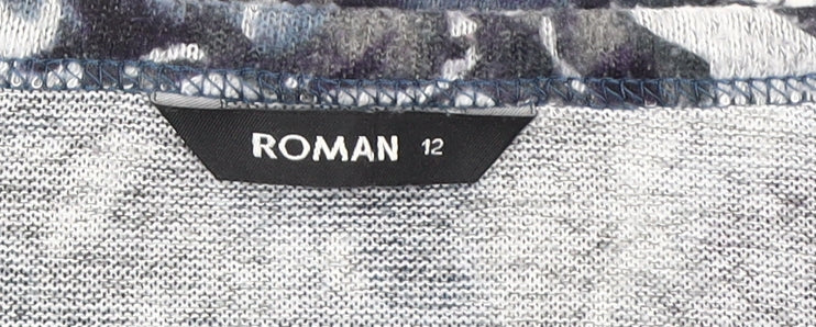 Womens UK Size 12 Roman Blue Jersey Blouse
