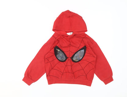 H&M Boys Red Spider-Man Pullover Hoodie Size 4-6Y