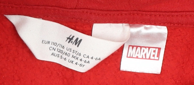 H&M Boys Red Spider-Man Pullover Hoodie Size 4-6Y