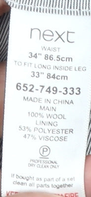 Next Men's Black Wool Trousers Size 34