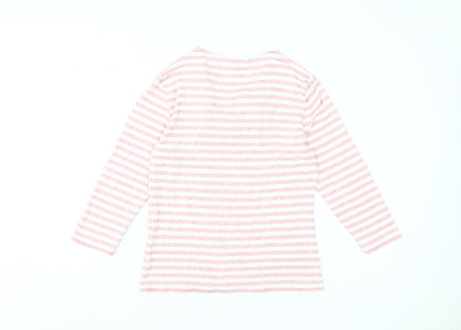 Phase Eight Women's Pink Striped T-Shirt, Size 14, Cowl Neck