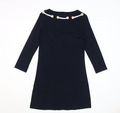 Laura Ashley Black Women's Dress Size 8, Bow Accent, Pockets