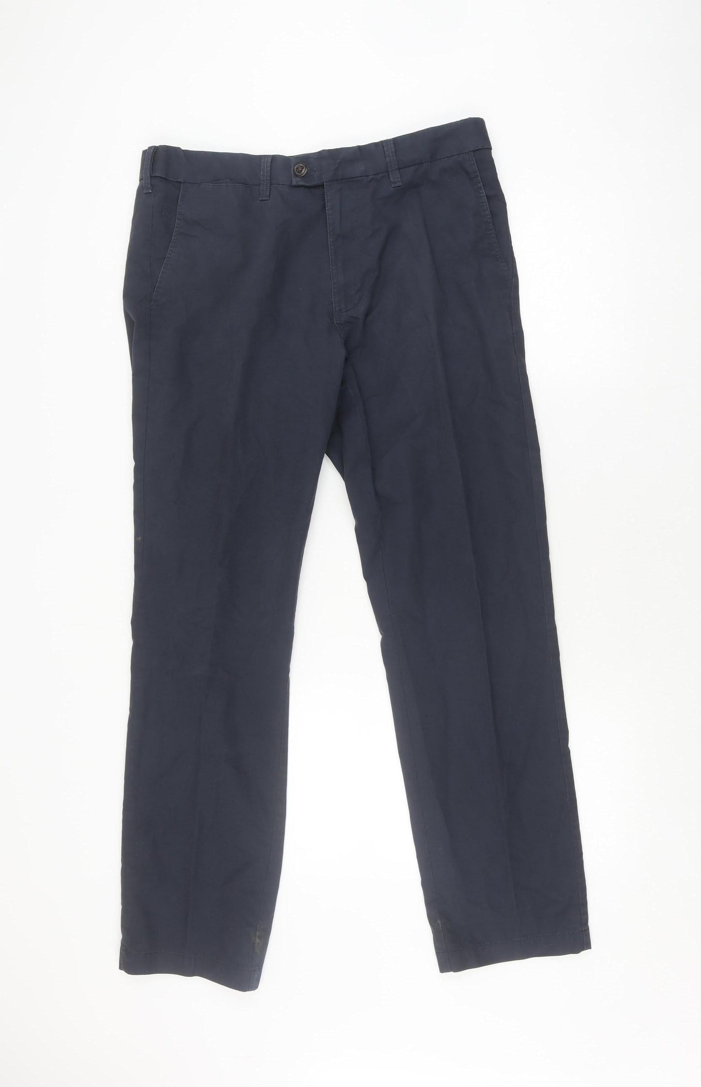 Marks and Spencer Men's Blue Trousers, Size 34, Straight Fit