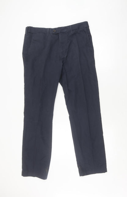 Marks and Spencer Men's Blue Trousers, Size 34, Straight Fit