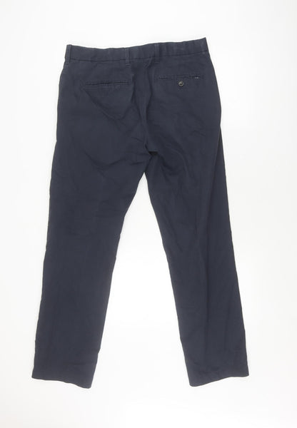 Marks and Spencer Men's Blue Trousers, Size 34, Straight Fit