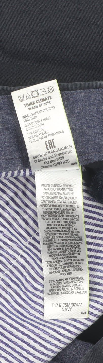 Marks and Spencer Men's Blue Trousers, Size 34, Straight Fit