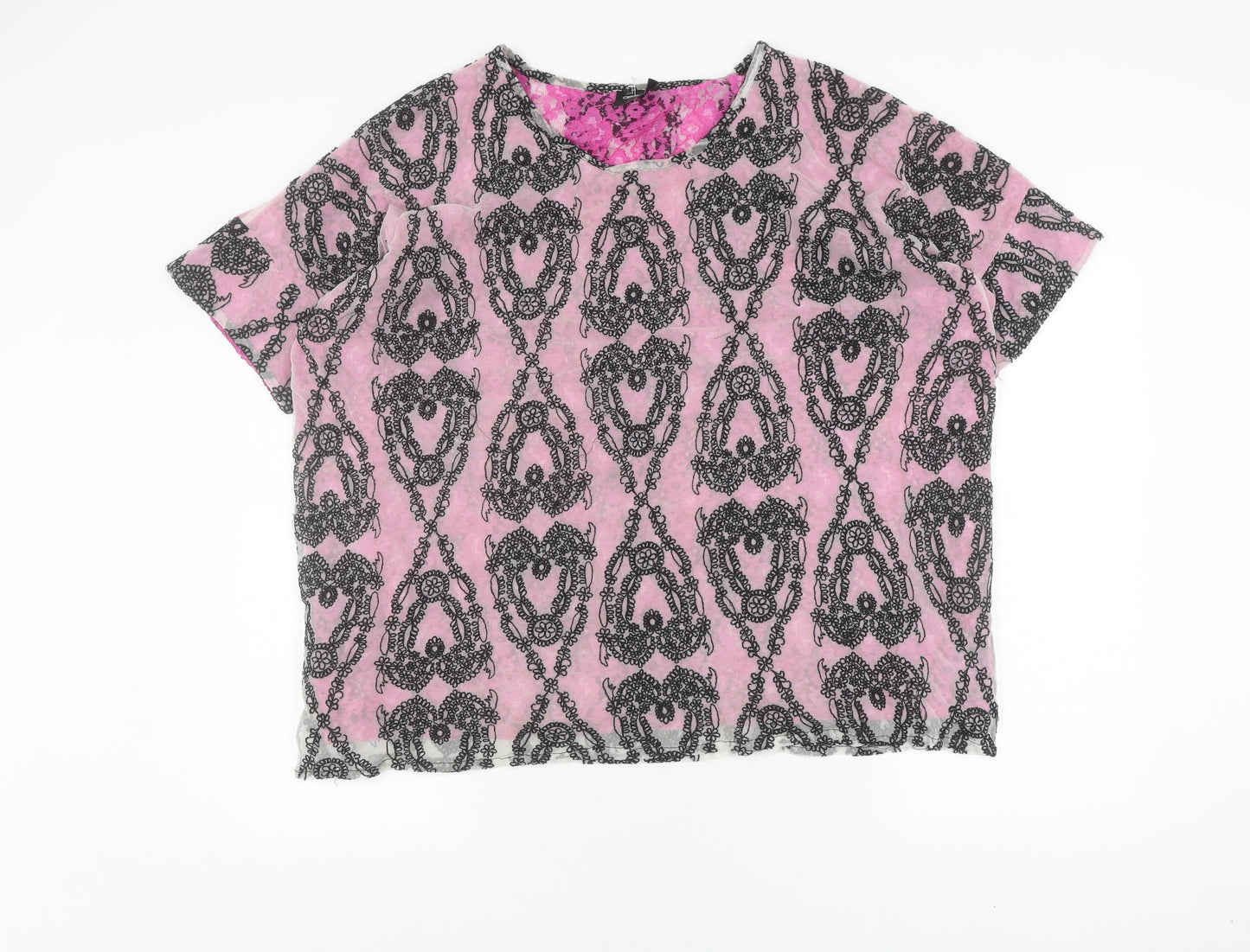 ASOS Women’s Pink Lace Floral T-Shirt, Size 10