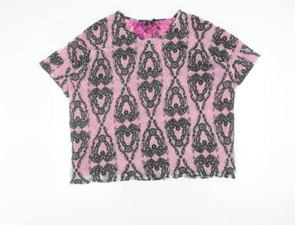ASOS Women’s Pink Lace Floral T-Shirt, Size 10