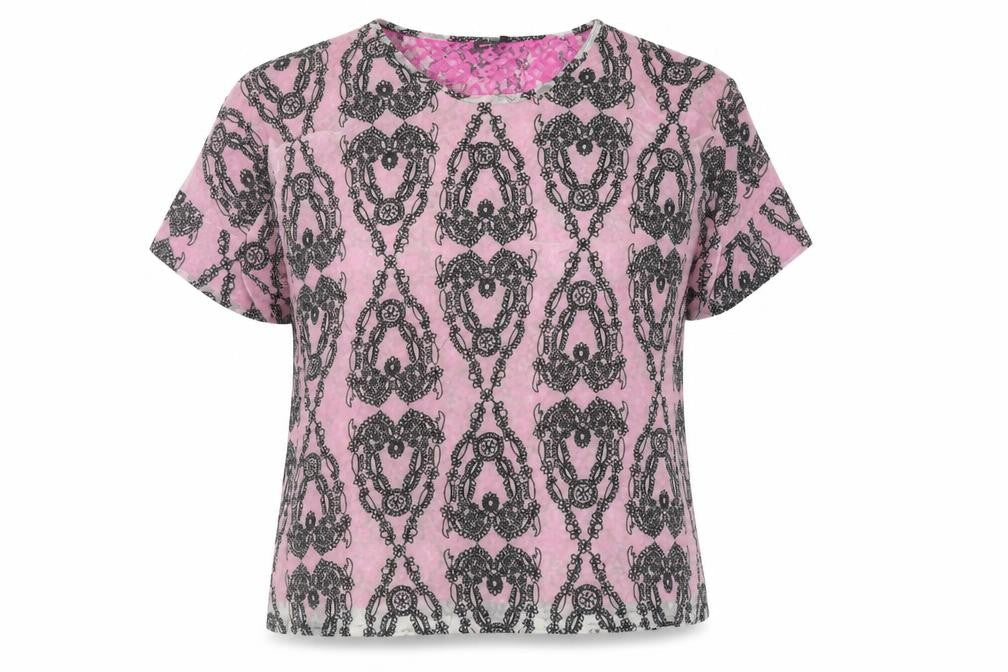 ASOS Women’s Pink Lace Floral T-Shirt, Size 10