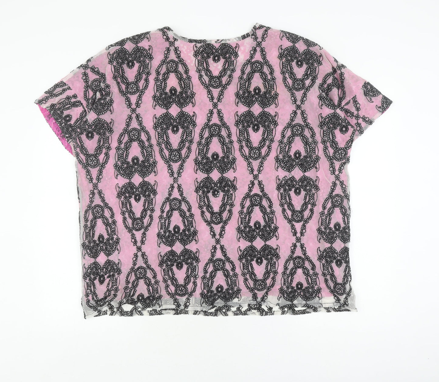 ASOS Women’s Pink Lace Floral T-Shirt, Size 10