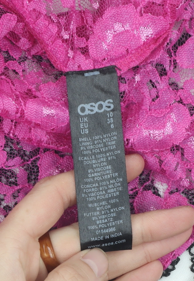 ASOS Women’s Pink Lace Floral T-Shirt, Size 10