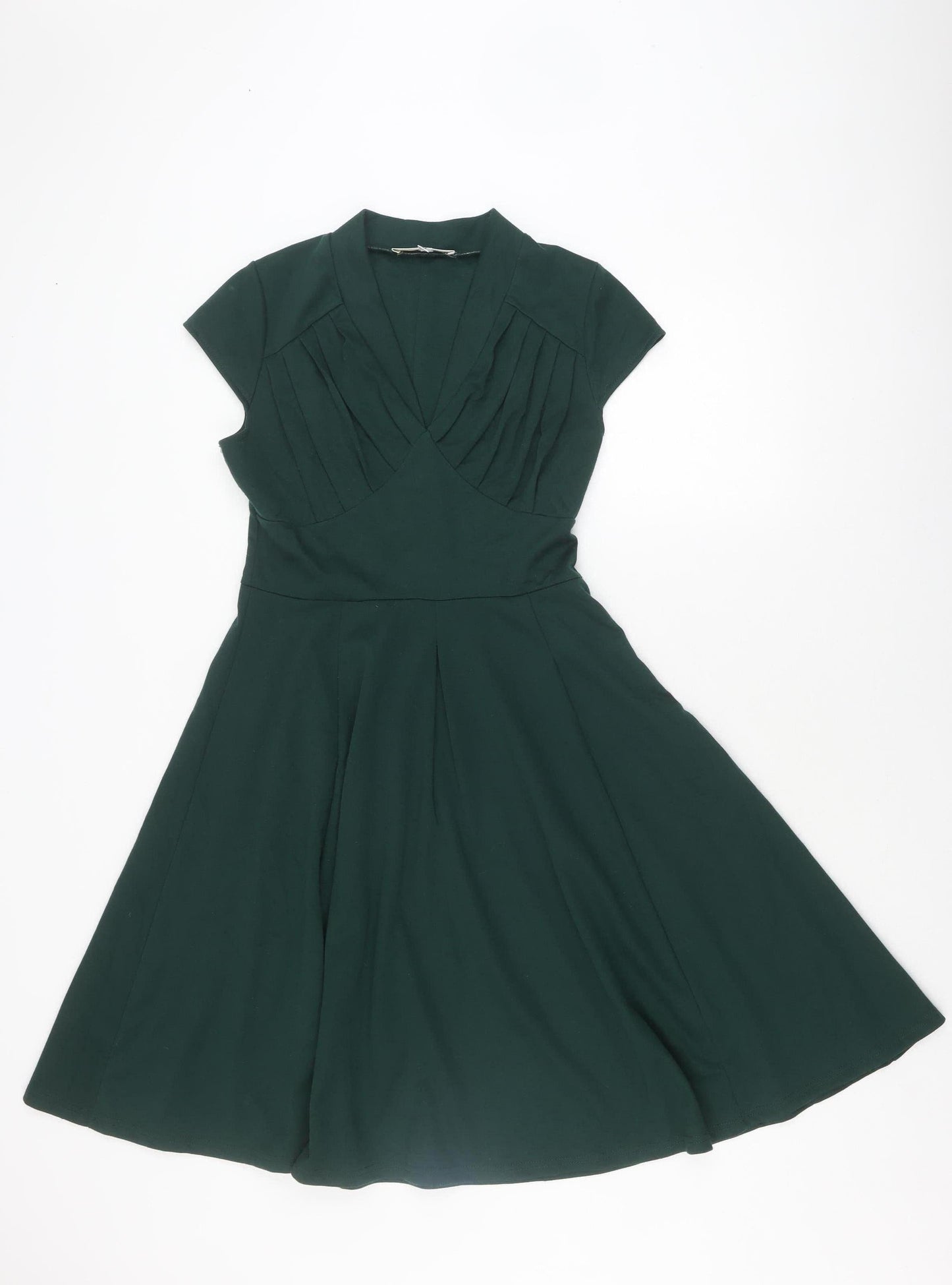 CaiDieNu Women's Green A-Line Dress, M, Short Sleeve