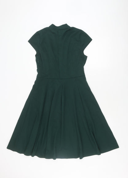 CaiDieNu Women's Green A-Line Dress, M, Short Sleeve