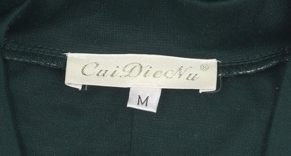 CaiDieNu Women's Green A-Line Dress, M, Short Sleeve