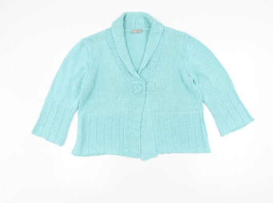 Womens UK Size L Marks and Spencer Blue Cardigan Jumper