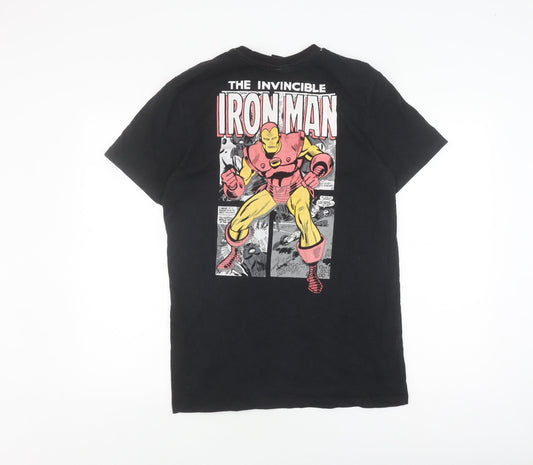 Marvel Men's Black Iron Man T-Shirt - Large, Comic Style