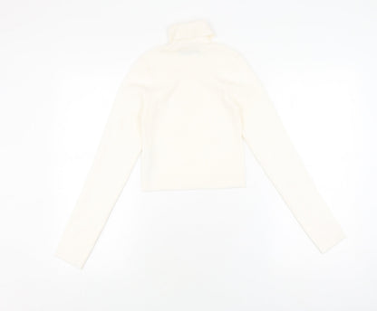 Womens UK Size S Bershka Ivory Cropped T-Shirt