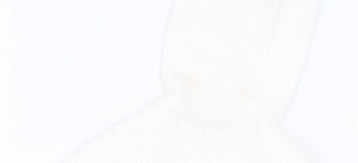 Womens UK Size S Bershka Ivory Cropped T-Shirt