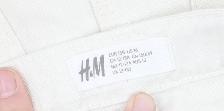 H&M Girls' Beige Shorts, Size 12-13, Casual Summer Wear