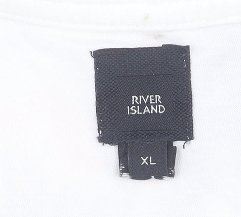 River Island Men's XL White Graphic Art T-Shirt